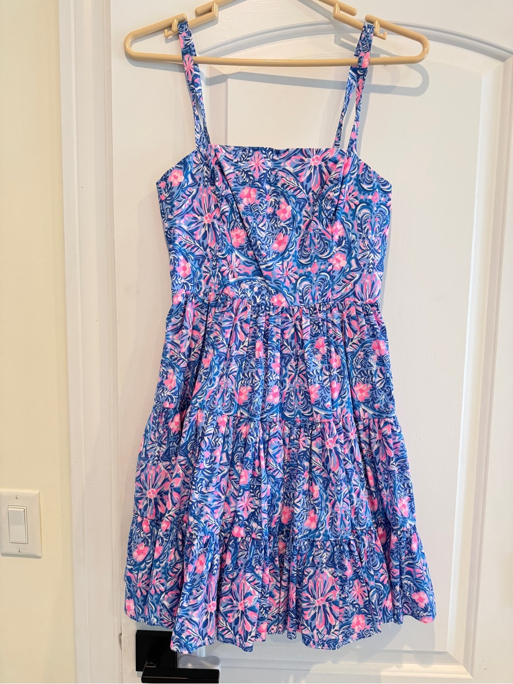 Lilly Pulitzer Blue & Pink Floral Tiered Sundress